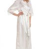 Gorgeous Ivory Satin Long Dressing Gown Made in the UK Plus Size