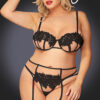 YesX YX953Q 3pc Black Bra Set Plus Size - Image 7