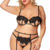 YesX YX953Q 3pc Black Bra Set Plus Size - Image 5