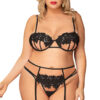YesX YX953Q 3pc Black Bra Set Plus Size