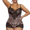 YesX YX854Q Leopard Bodysuit Size XL - 4XL