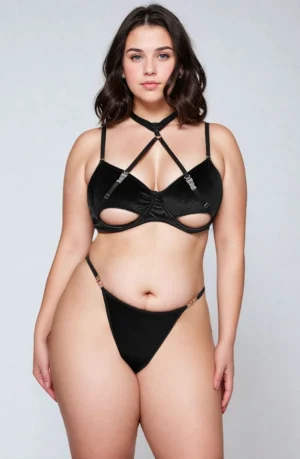 YesX YX871Q Hollow Cut Halter Bra Set
